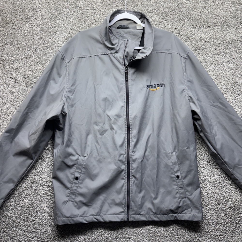 Amazon Logo‎ Logistics Windbreaker Mens 3XL Jacket Elevate Full Zip Gray Pockets